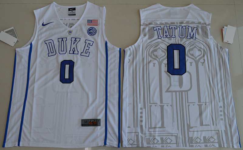 2017 NBA NCAA Duke Blue Devils #0 Jayson Tatum White V Neck College Basketball Authentic Jersey
